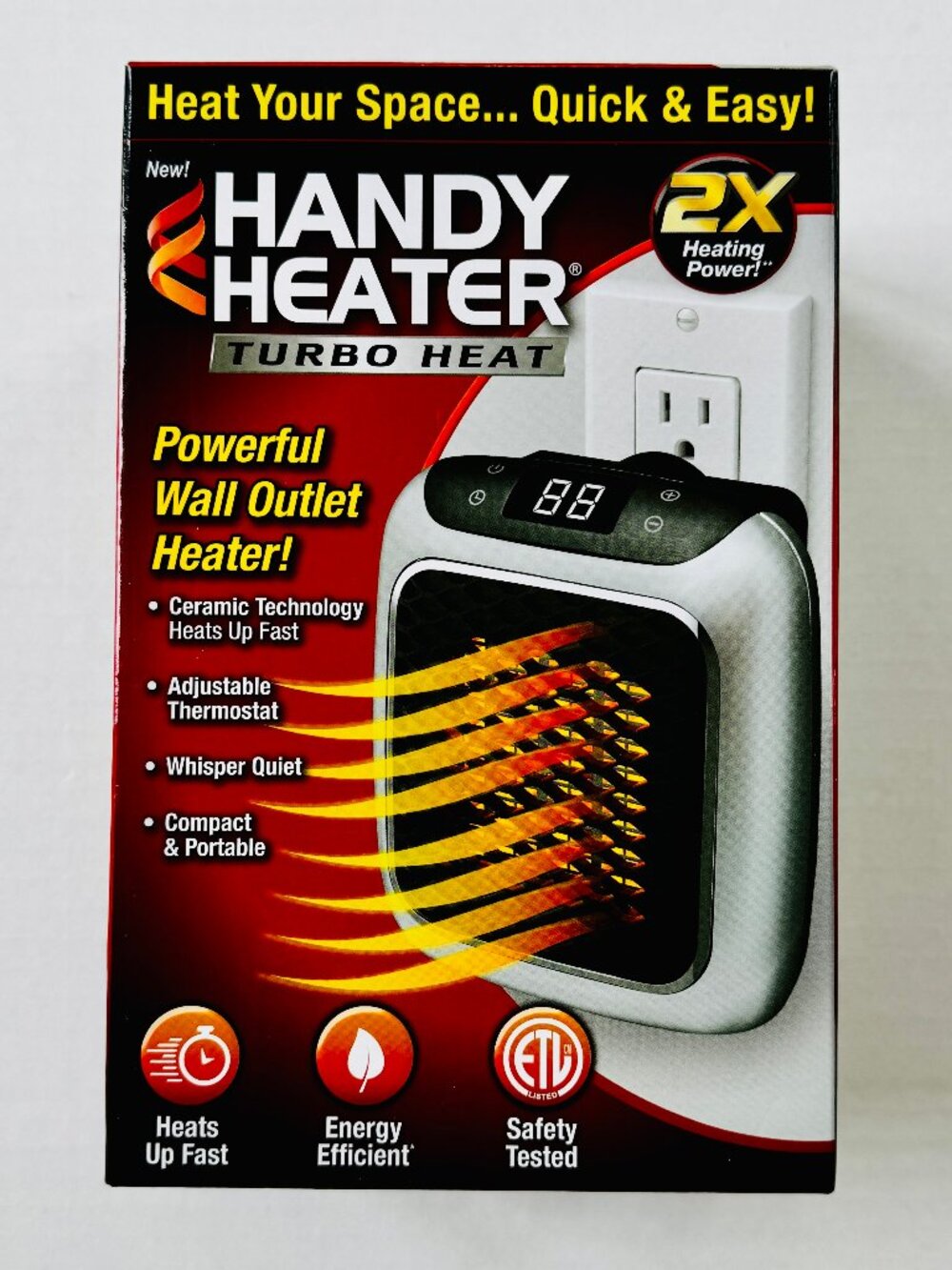 Handy Heater Turbo 800 Wall-Outlet Space Heater - 800W New Sealed!